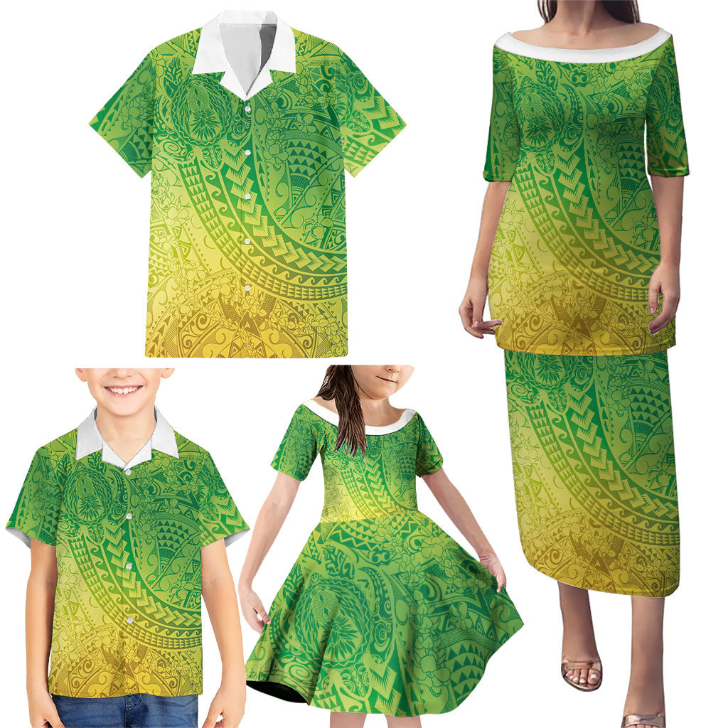 Hawaiian Turtles and Leis Family Matching Puletasi and Hawaiian Shirt Tribal Kakau Pattern Fresh Summer Vibe LT03 - Polynesian Pride