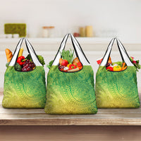 Hawaiian Turtles and Leis Grocery Bag Tribal Kakau Pattern Fresh Summer Vibe