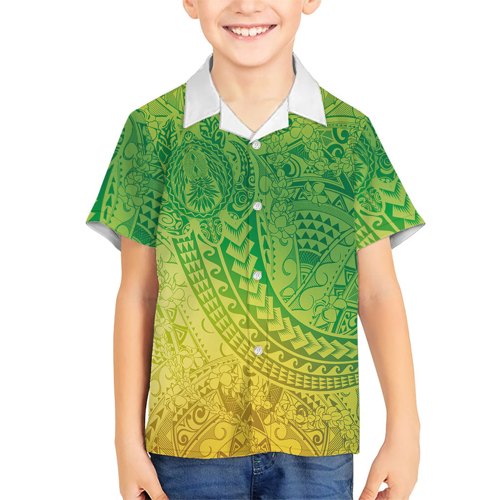 Hawaiian Turtles and Leis Kid Hawaiian Shirt Tribal Kakau Pattern Fresh Summer Vibe LT03 Kid Green - Polynesian Pride