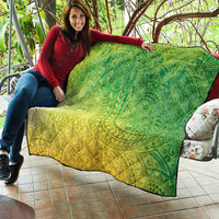 Hawaiian Turtles and Leis Quilt Tribal Kakau Pattern Fresh Summer Vibe