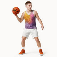 Hawaiian Turtles and Leis Basketball Jersey Tribal Kakau Pattern Magical Rainbow Sky