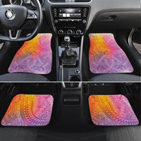 Hawaiian Turtles and Leis Car Mats Tribal Kakau Pattern Magical Rainbow Sky