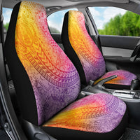 Hawaiian Turtles and Leis Car Seat Cover Tribal Kakau Pattern Magical Rainbow Sky