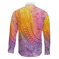 Hawaiian Turtles and Leis Family Matching Off Shoulder Short Dress and Hawaiian Shirt Tribal Kakau Pattern Magical Rainbow Sky