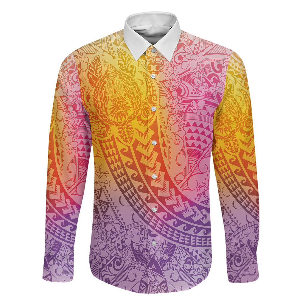Hawaiian Turtles and Leis Family Matching Puletasi and Hawaiian Shirt Tribal Kakau Pattern Magical Rainbow Sky