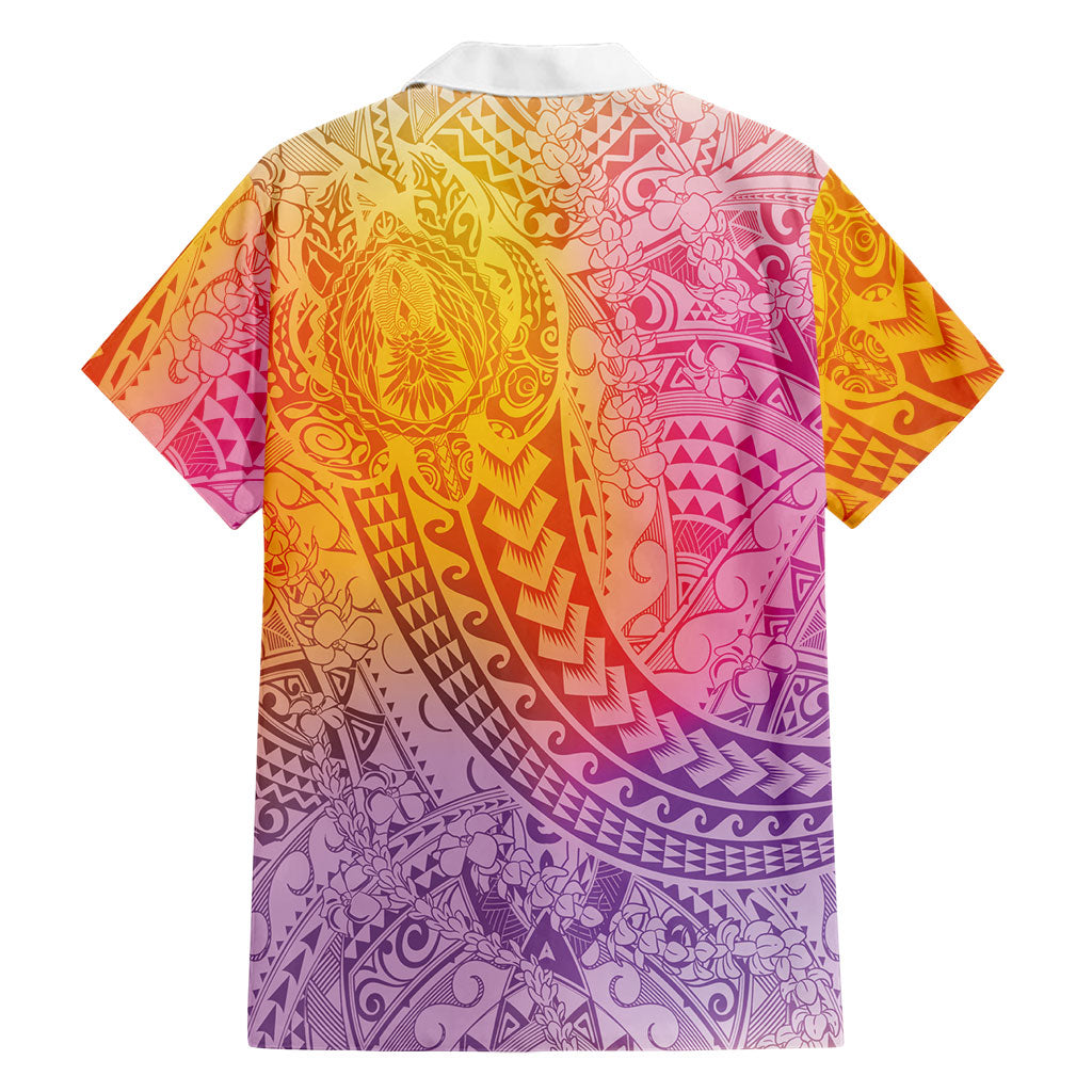 Hawaiian Turtles and Leis Family Matching Tank Maxi Dress and Hawaiian Shirt Tribal Kakau Pattern Magical Rainbow Sky
