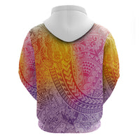 Hawaiian Turtles and Leis Hoodie Tribal Kakau Pattern Magical Rainbow Sky