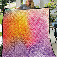 Hawaiian Turtles and Leis Quilt Tribal Kakau Pattern Magical Rainbow Sky