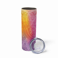 Hawaiian Turtles and Leis Skinny Tumbler Tribal Kakau Pattern Magical Rainbow Sky