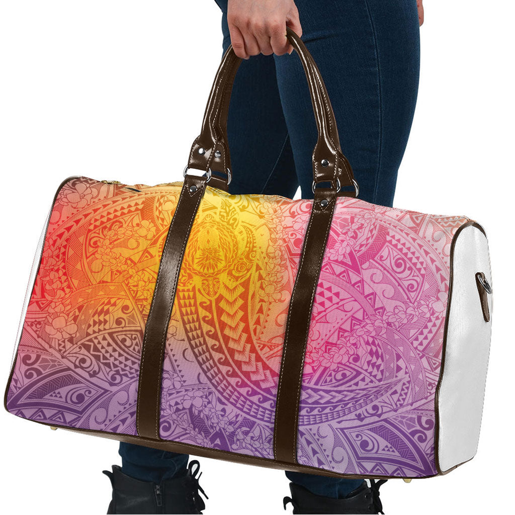 Hawaiian Turtles and Leis Travel Bag Tribal Kakau Pattern Magical Rainbow Sky
