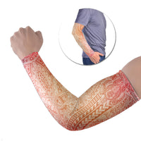 Hawaiian Turtles and Leis Arm Sleeves Tribal Kakau Pattern Peach Fuzz Color
