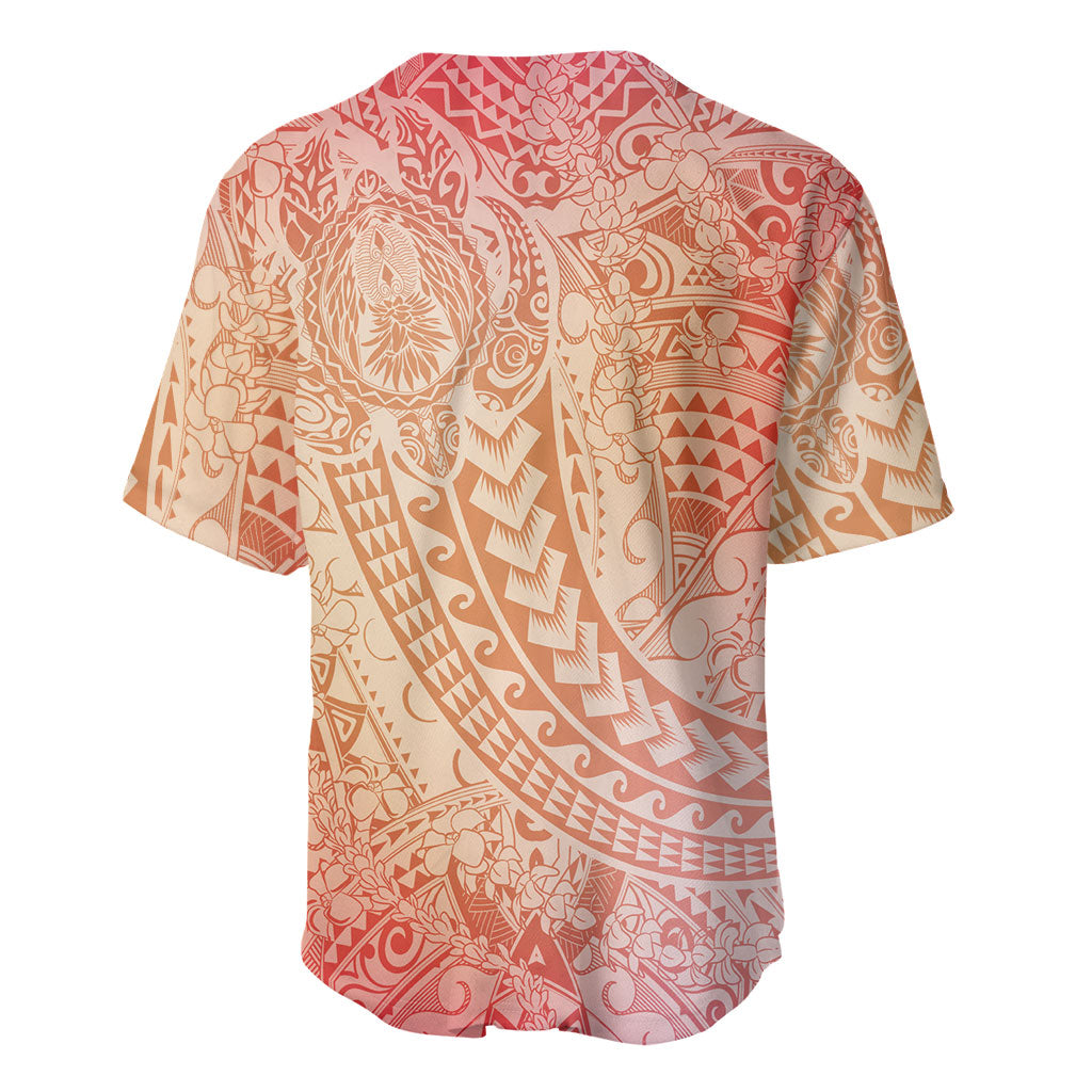 Hawaiian Turtles and Leis Baseball Jersey Tribal Kakau Pattern Peach Fuzz Color