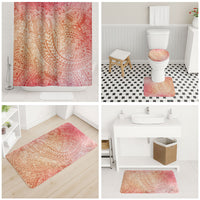 Hawaiian Turtles and Leis Bathroom Set Tribal Kakau Pattern Peach Fuzz Color
