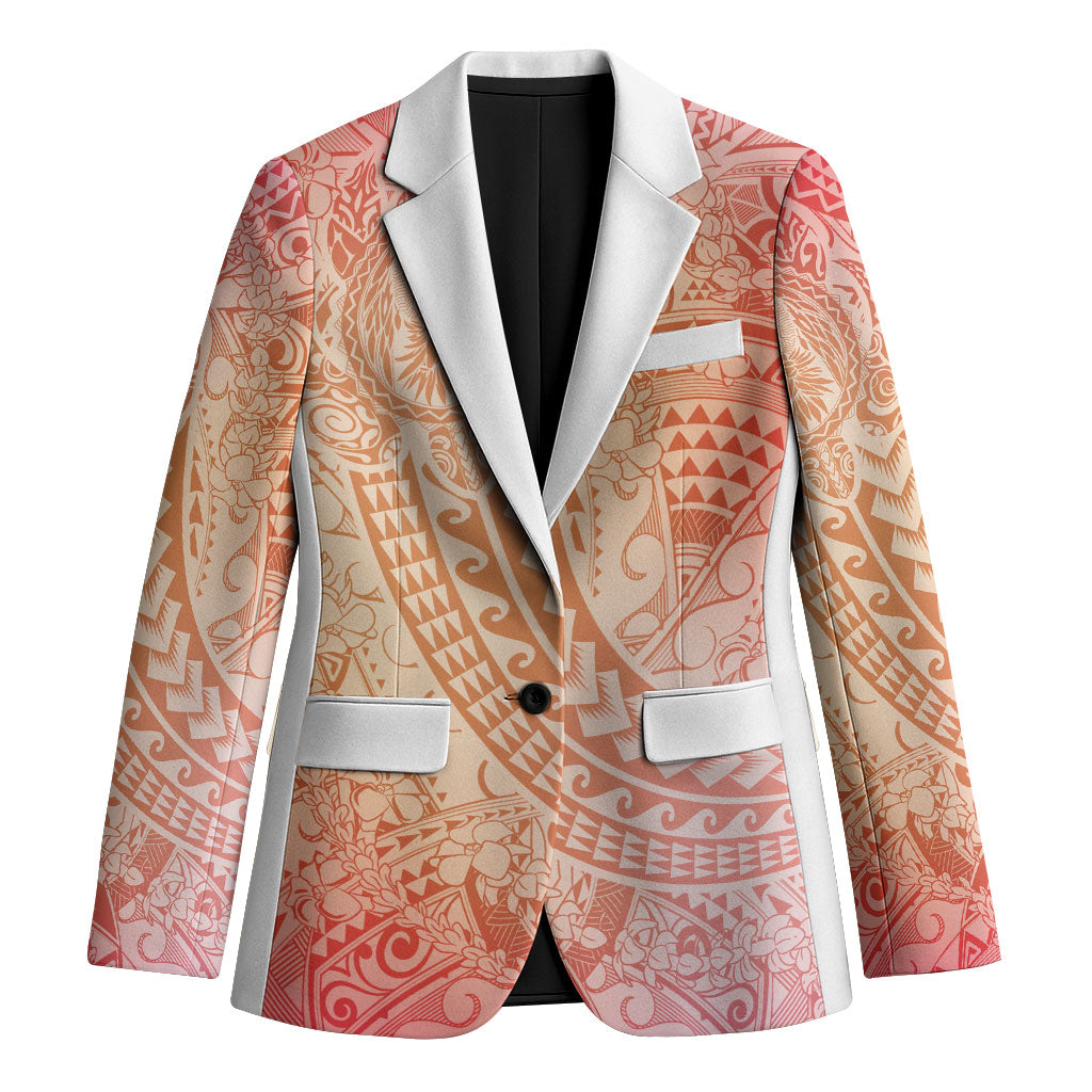 Hawaiian Turtles and Leis Blazer Tribal Kakau Pattern Peach Fuzz Color LT03 Unisex Peach Fuzz - Polynesian Pride