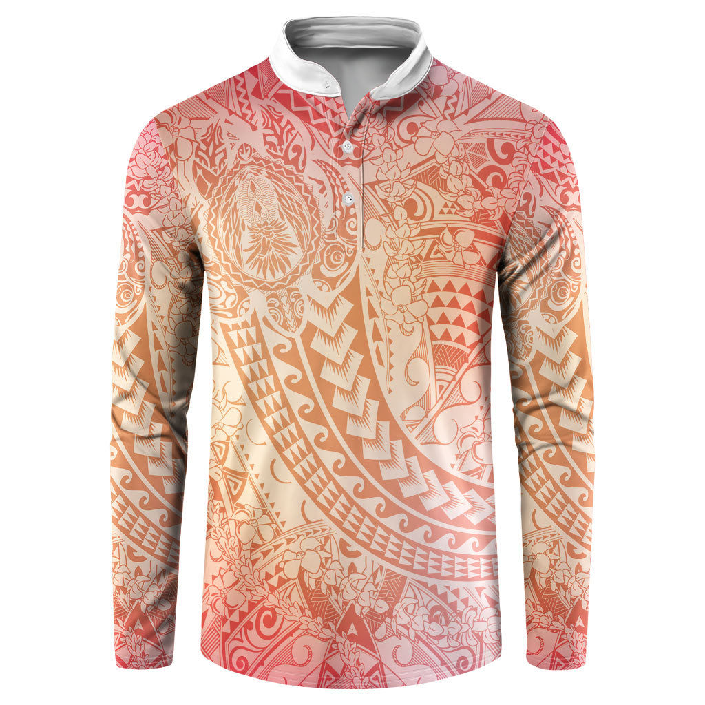 Hawaiian Turtles and Leis Button Sweatshirt Tribal Kakau Pattern Peach Fuzz Color LT03 Peach Fuzz - Polynesian Pride
