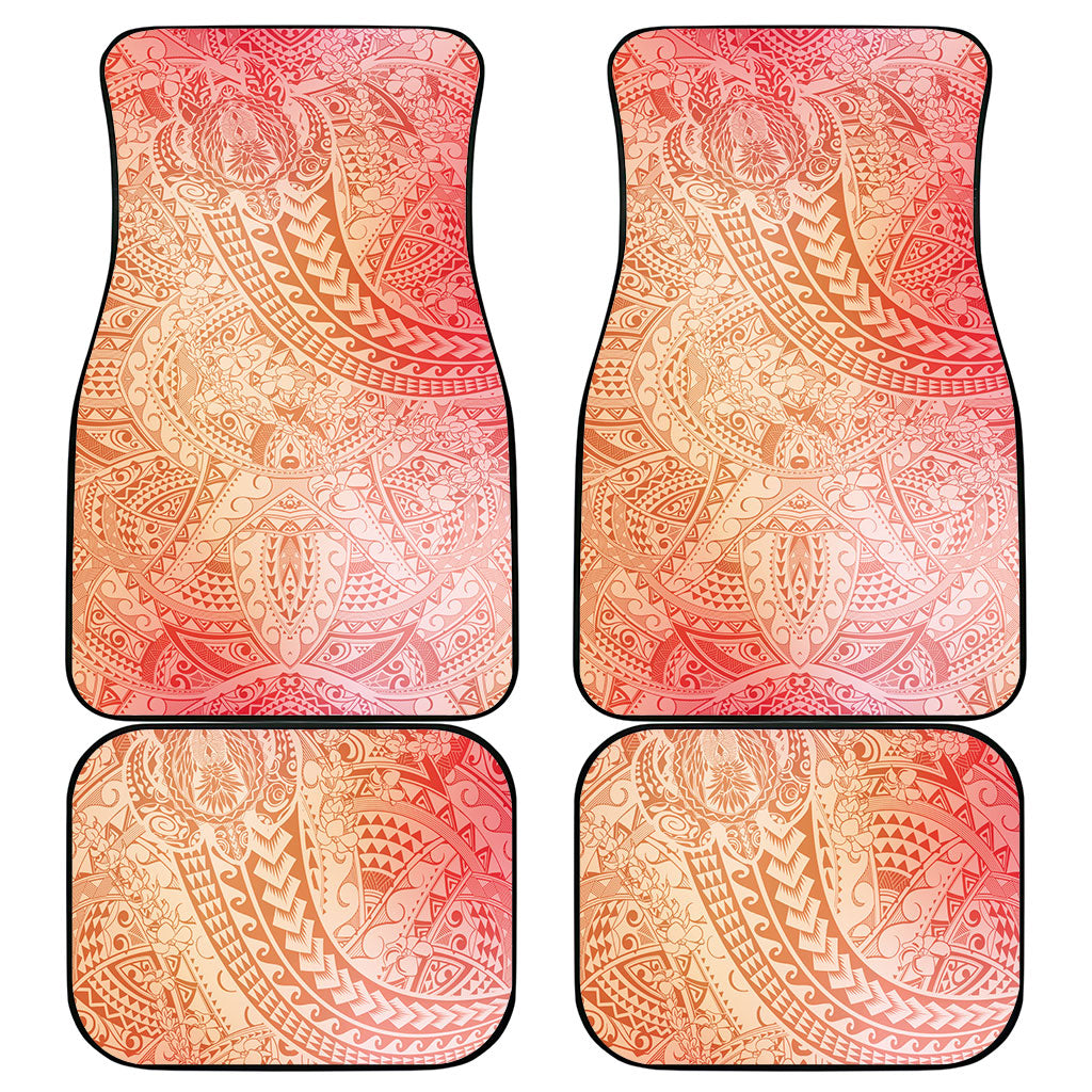 Hawaiian Turtles and Leis Car Mats Tribal Kakau Pattern Peach Fuzz Color