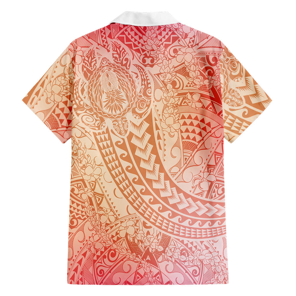 Hawaiian Turtles and Leis Family Matching Mermaid Dress and Hawaiian Shirt Tribal Kakau Pattern Peach Fuzz Color