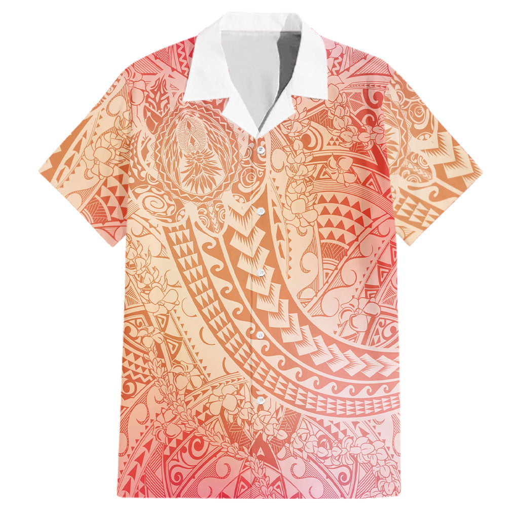 Hawaiian Turtles and Leis Family Matching Tank Maxi Dress and Hawaiian Shirt Tribal Kakau Pattern Peach Fuzz Color