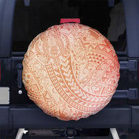 Hawaiian Turtles and Leis Spare Tire Cover Tribal Kakau Pattern Peach Fuzz Color