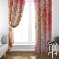 Hawaiian Turtles and Leis Window Curtain Tribal Kakau Pattern Peach Fuzz Color