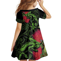 New Zealand Chameleon and Gecko Family Matching Mermaid Dress and Hawaiian Shirt Maori Silver Fern and Pohutukawa Decoration LT03 - Polynesian Pride