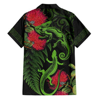 New Zealand Chameleon and Gecko Hawaiian Shirt Maori Silver Fern and Pohutukawa Decoration