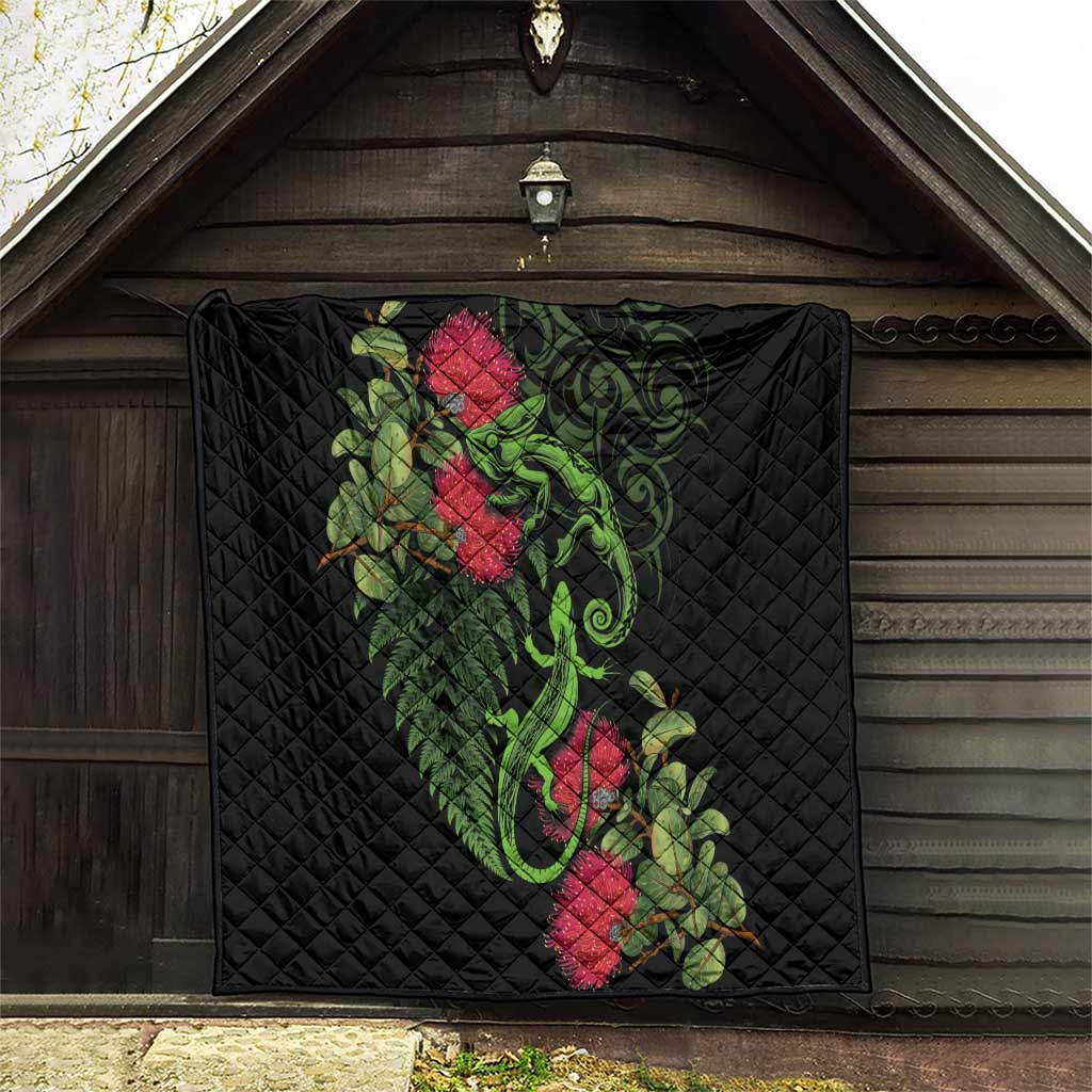New Zealand Chameleon and Gecko Quilt Maori Silver Fern and Pohutukawa Decoration LT03 - Polynesian Pride