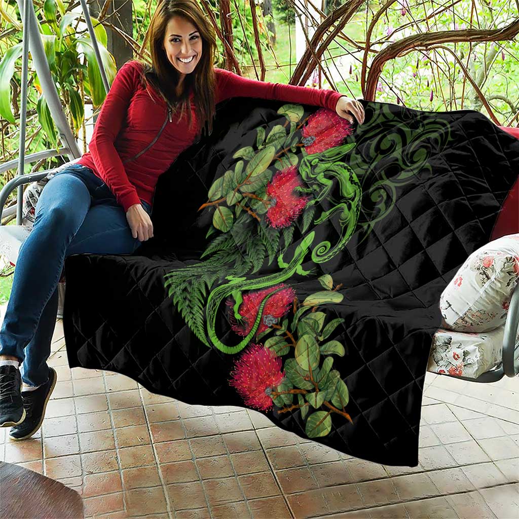 New Zealand Chameleon and Gecko Quilt Maori Silver Fern and Pohutukawa Decoration LT03 - Polynesian Pride