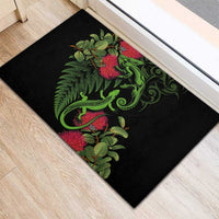 New Zealand Chameleon and Gecko Rubber Doormat Maori Silver Fern and Pohutukawa Decoration LT03 - Polynesian Pride