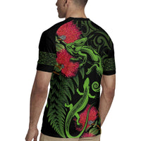 New Zealand Chameleon and Gecko Rugby Jersey Maori Silver Fern and Pohutukawa Decoration