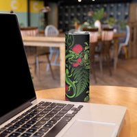 New Zealand Chameleon and Gecko Skinny Tumbler Maori Silver Fern and Pohutukawa Decoration LT03 - Polynesian Pride