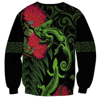 New Zealand Chameleon and Gecko Sweatshirt Maori Silver Fern and Pohutukawa Decoration LT03 - Polynesian Pride