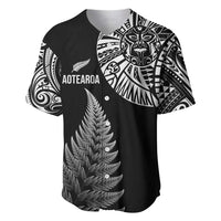 Personalised New Zealand Maori Art Tattoo and Silver Fern Baseball Jersey LT03 Black - Polynesian Pride