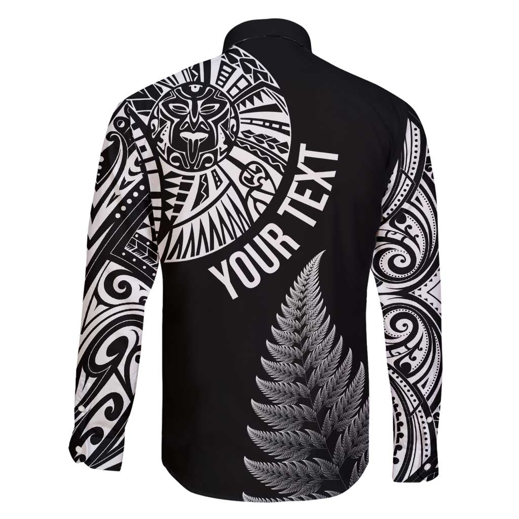 Personalised New Zealand Maori Art Tattoo and Silver Fern Family Matching Long Sleeve Bodycon Dress and Hawaiian Shirt