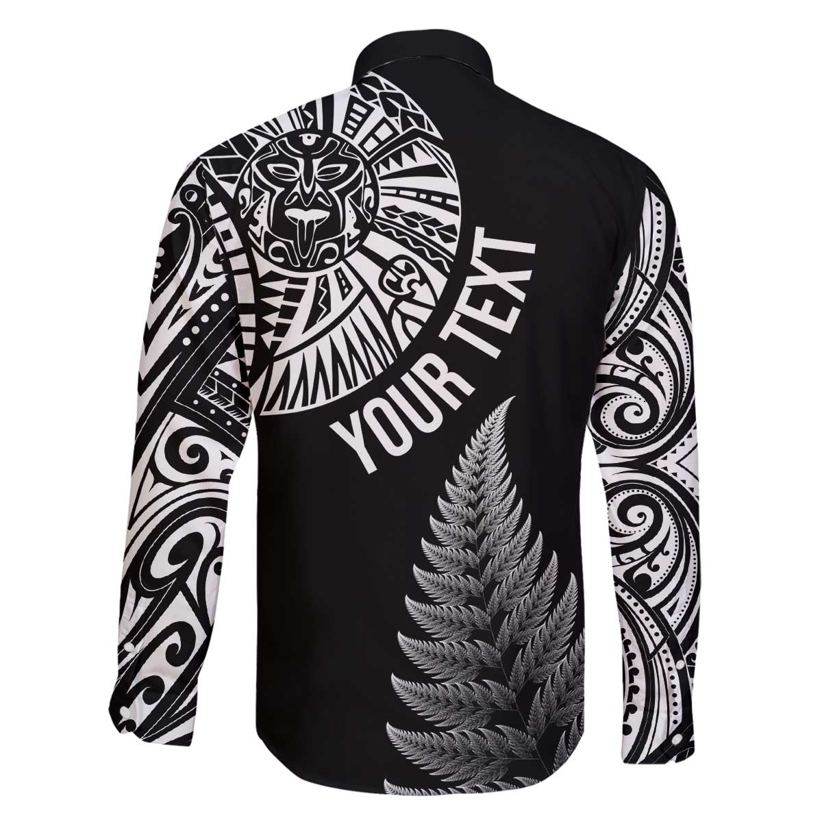 Personalised New Zealand Maori Art Tattoo and Silver Fern Family Matching Off The Shoulder Long Sleeve Dress and Hawaiian Shirt