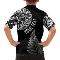 Personalised New Zealand Maori Art Tattoo and Silver Fern Family Matching Off Shoulder Short Dress and Hawaiian Shirt LT03 - Polynesian Pride