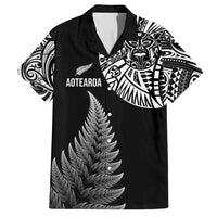 Personalised New Zealand Maori Art Tattoo and Silver Fern Family Matching Tank Maxi Dress and Hawaiian Shirt LT03 Dad's Shirt - Short Sleeve Black - Polynesian Pride