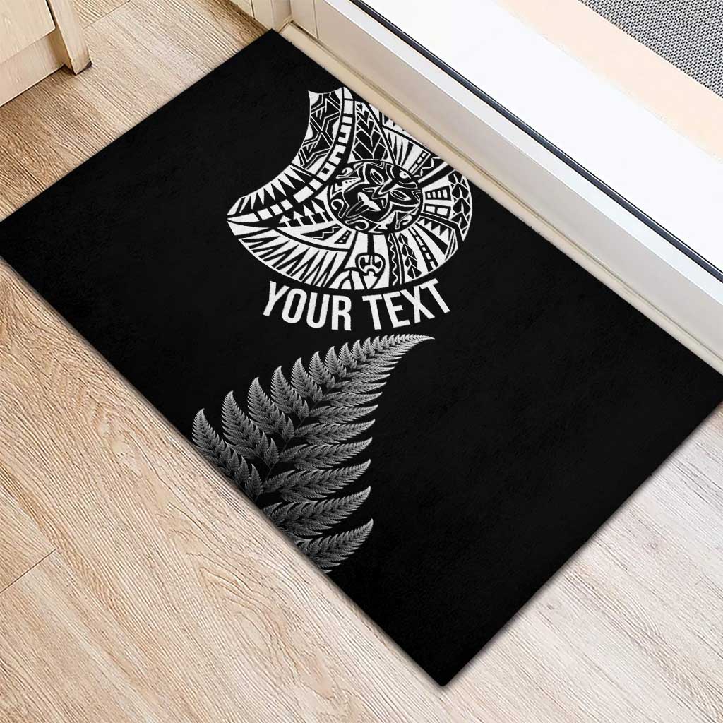 Personalised New Zealand Maori Art Tattoo and Silver Fern Rubber Doormat LT03 - Polynesian Pride