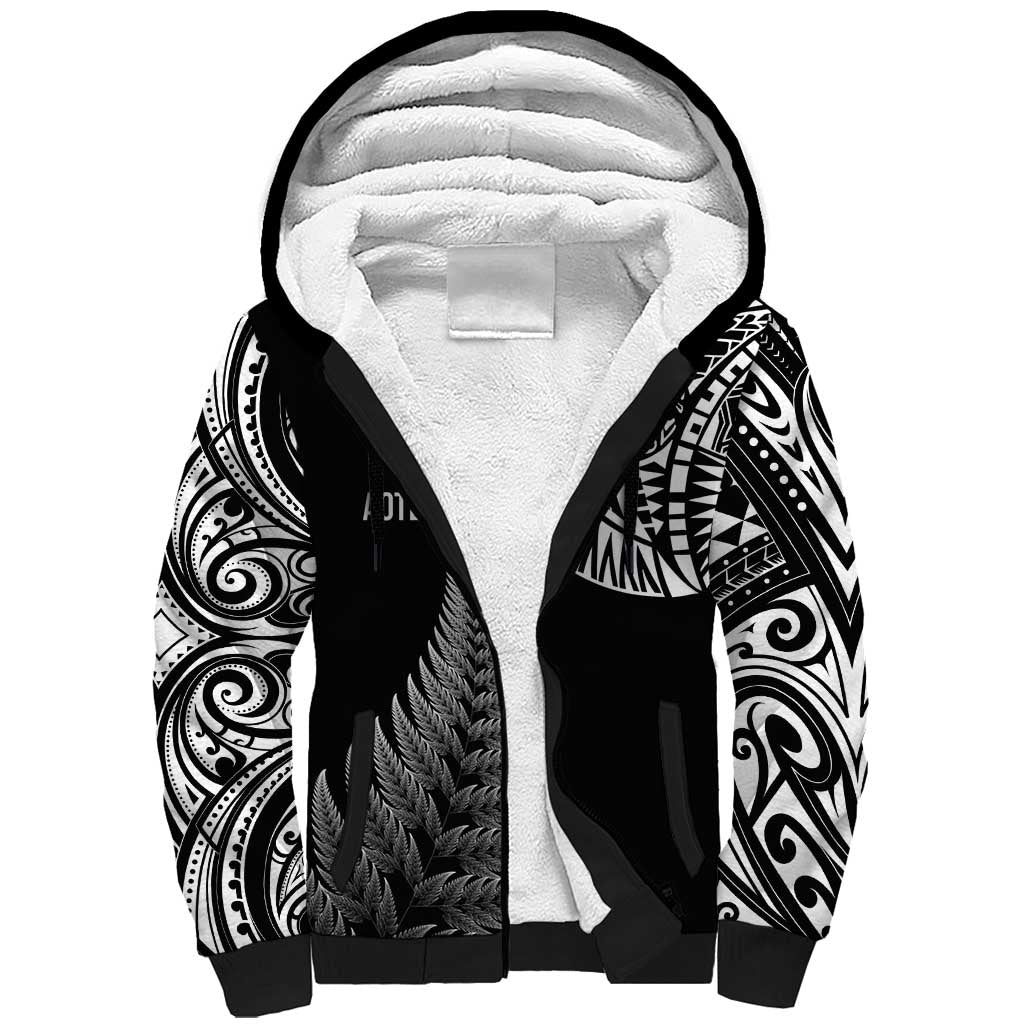 Personalised New Zealand Maori Art Tattoo and Silver Fern Sherpa Hoodie