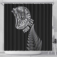 Personalised New Zealand Maori Art Tattoo and Silver Fern Shower Curtain LT03 - Polynesian Pride