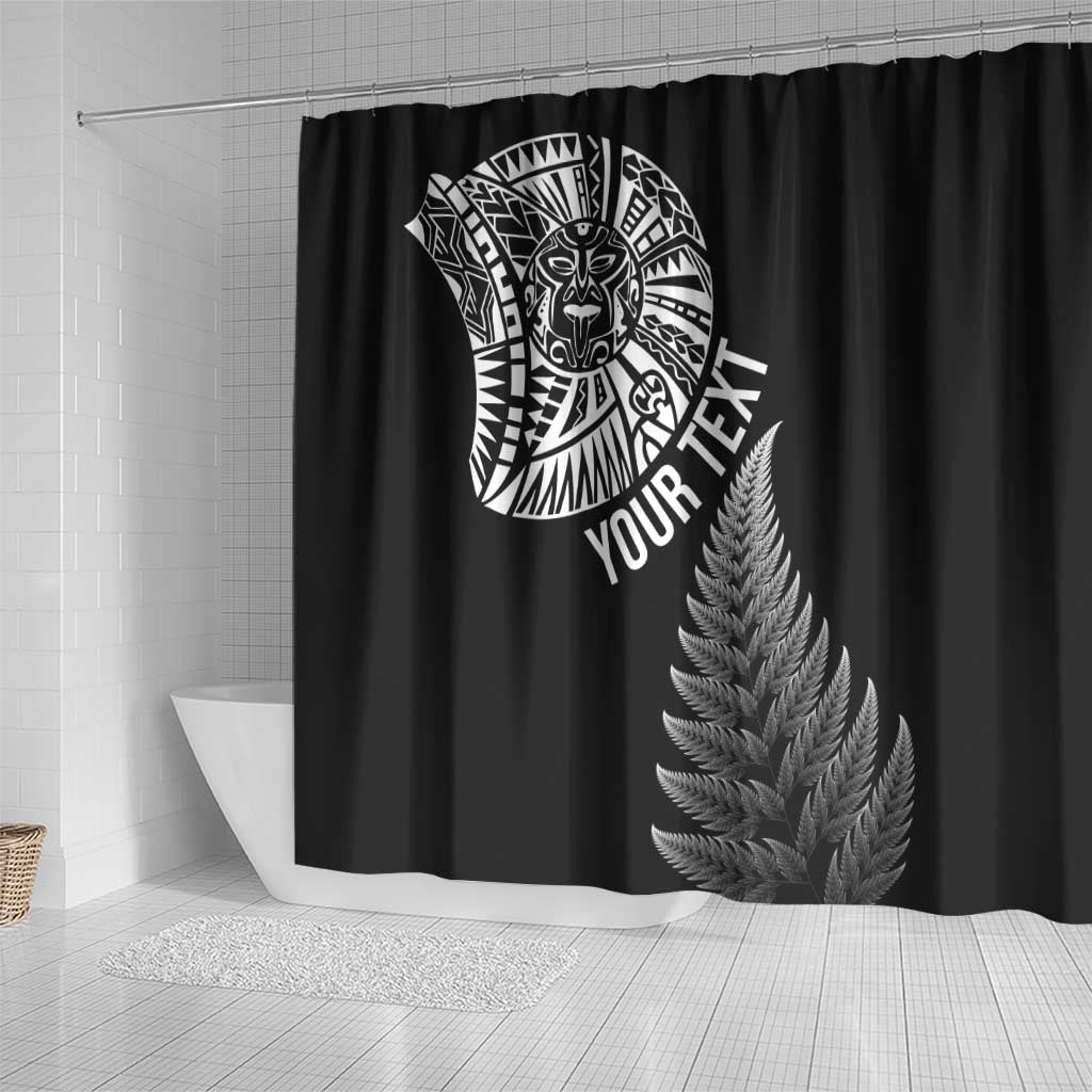 Personalised New Zealand Maori Art Tattoo and Silver Fern Shower Curtain LT03 - Polynesian Pride