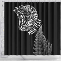 Personalised New Zealand Maori Art Tattoo and Silver Fern Shower Curtain LT03 - Polynesian Pride