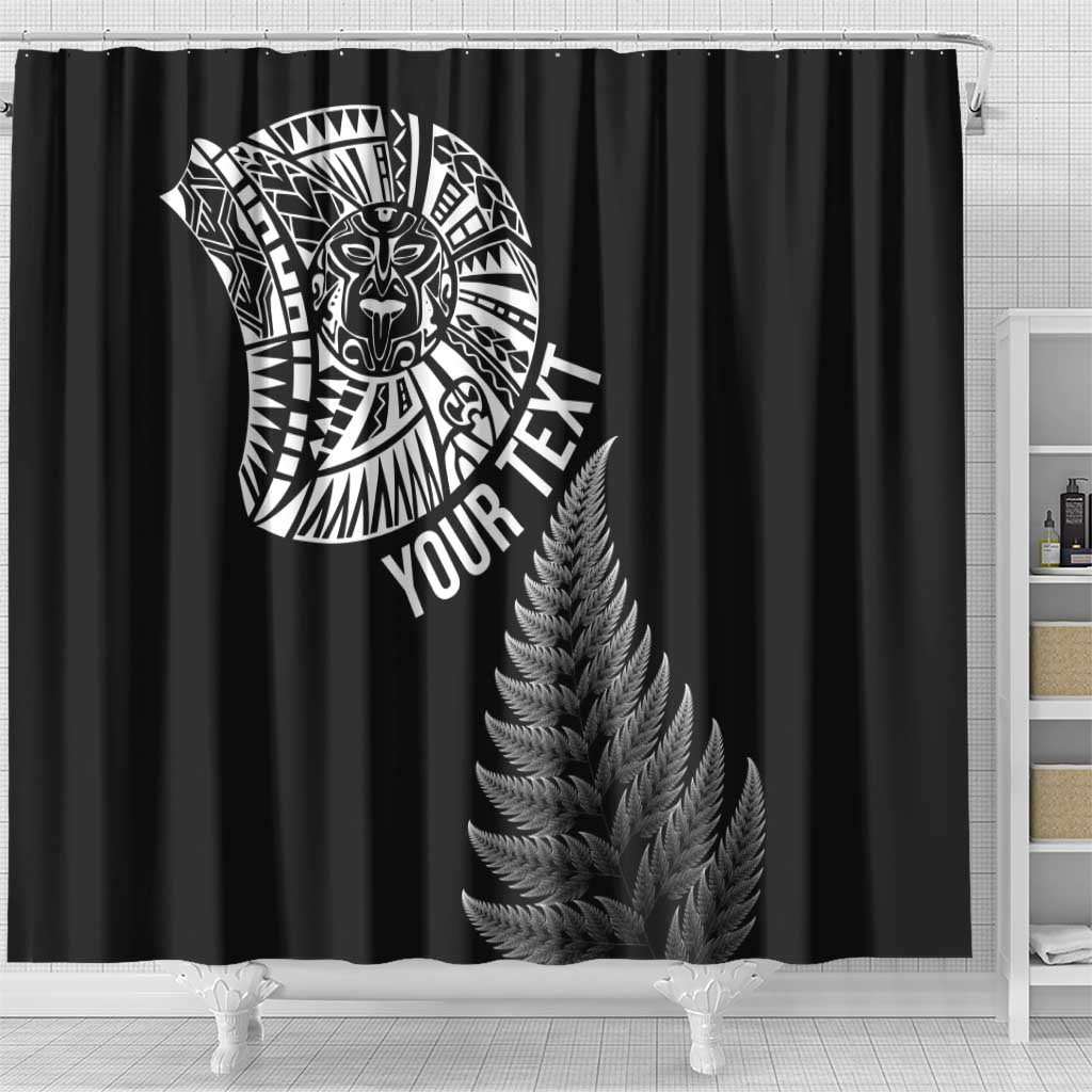 Personalised New Zealand Maori Art Tattoo and Silver Fern Shower Curtain LT03 - Polynesian Pride