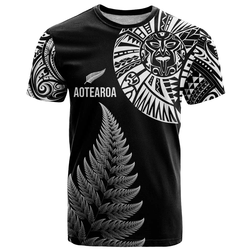 Personalised New Zealand Maori Art Tattoo and Silver Fern T Shirt LT03 Black - Polynesian Pride