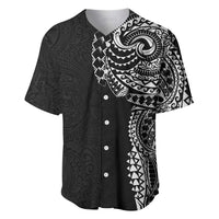 Polynesian Art Traditional Tattoo Pattern Baseball Jersey LT03 Black - Polynesian Pride