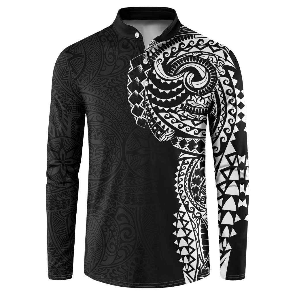 Polynesian Art Traditional Tattoo Pattern Button Sweatshirt LT03 Black - Polynesian Pride