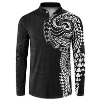 Polynesian Art Traditional Tattoo Pattern Button Sweatshirt LT03 Black - Polynesian Pride