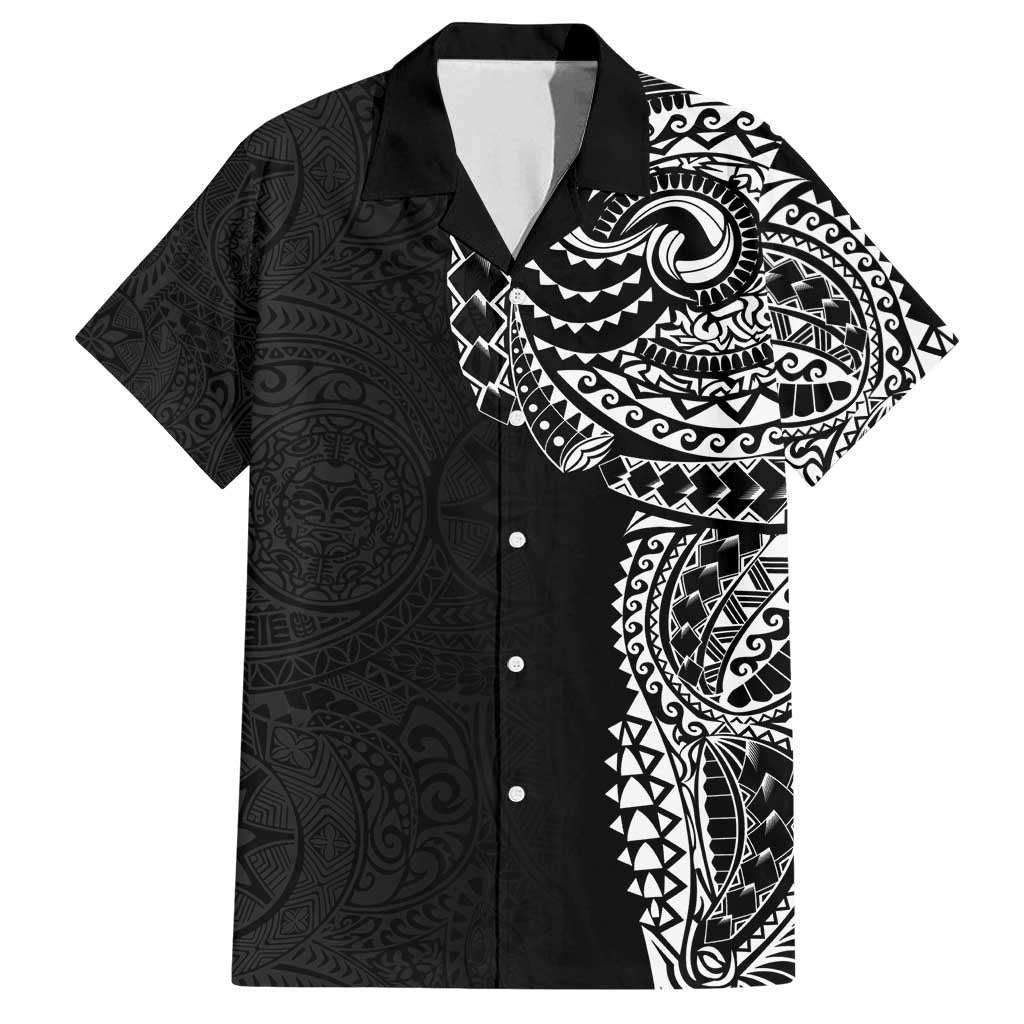 Polynesian Art Traditional Tattoo Pattern Family Matching Off Shoulder Maxi Dress and Hawaiian Shirt LT03 Dad's Shirt - Short Sleeve Black - Polynesian Pride