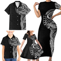 Polynesian Art Traditional Tattoo Pattern Family Matching Short Sleeve Bodycon Dress and Hawaiian Shirt LT03 - Polynesian Pride