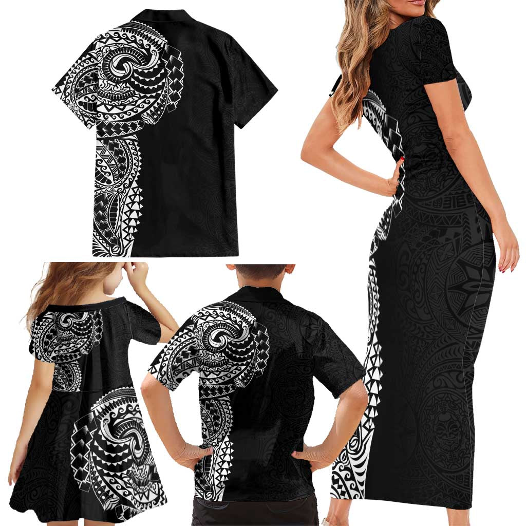 Polynesian Art Traditional Tattoo Pattern Family Matching Short Sleeve Bodycon Dress and Hawaiian Shirt LT03 - Polynesian Pride